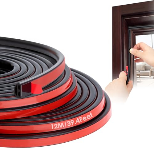 YOUSHARES Burlete Puerta Exterior - Burlete Puerta Entrada, Tira de Sellado para Puertas Autoadhesivo de Silicona Aislante Acustico, Prueba de Agua, Calor el frío 12M (Negro)