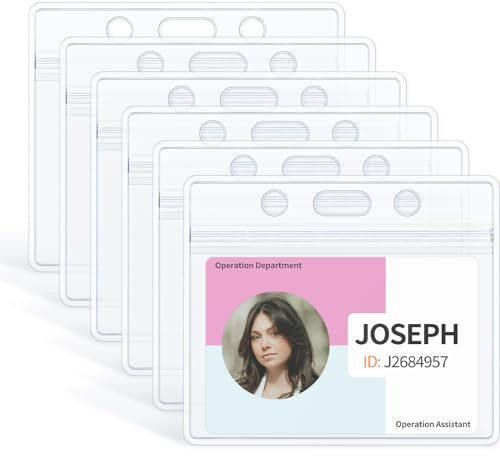 Uniclife ID Ausweishalter Horizontales Klares Plastiketui mit Wiederverschließbarem Reißverschluss Weiches Wasserdichtes Kartenschutzetui für Büro Schule Kreditkarten Schlüsselkarten, 6 Stück