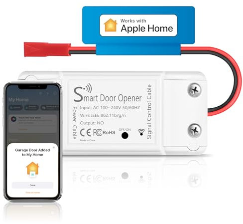 OUVOPO Ouvre-porte de garage intelligent, compatible avec Apple HomeKit, Siri, Amazon Alexa, Google Assistant, contrôle intelligent de garage pour l'application Apple Home