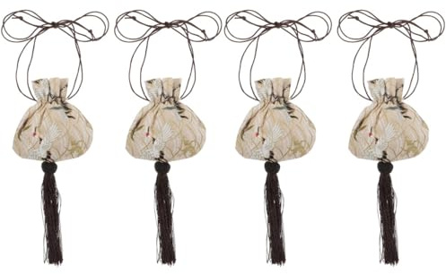 Amosfun Sacchetti Vuoti in Stile Cinese 4 Pezzi 4.33X4.13X0.24In Borse Broccato Con Coulisse Per Conservazione Profumata Fiori Secchi Accessori Moda Donna