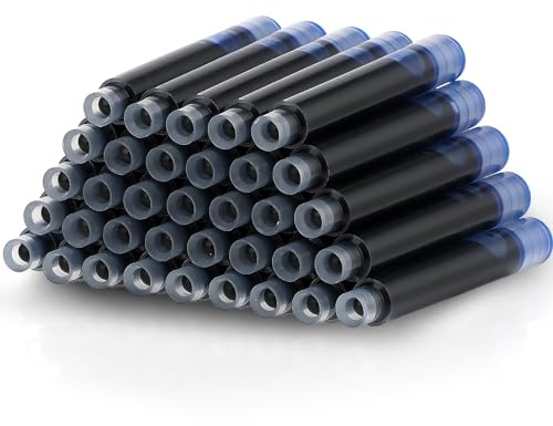Amaxiu 36 cartuchos de tinta azul para pluma estilográfica de 3.4 mm, recambios de tinta para pluma estilográfica, estándar internacional, compatible con bolígrafo de caligrafía de diámetro(azul)