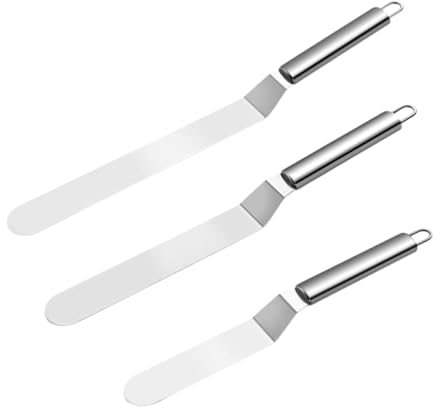 Torten Winkelpalette Set, 3 Stück STreichpaletten für Torten 6/8/10in, Zuckerguss Icing Spachtel, Winkelpalette Torte zum Bestreichen, Zuckergussmesser zum Dekorieren von Kuchen, Gebäck und Backen