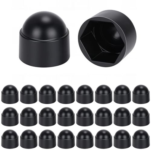 Noosverl M16(24mmwheel nut covers),Black Plastic Hex Nut Bolt Dome Cap Cover,Nut and Bolt Protective Caps Cover Hexagonal,30PCS