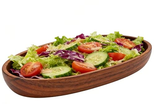 lvifloae Frutero de madera, cuenco multiusos para pan, cuenco de madera con forma de barco, cuenco de bayas para comida, pan, frutas, aperitivos y postres (Grande)