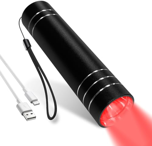 Hottoerak Rotlichtlampe Taschenlampe, 660nm & 850nm Tragbare Infrarotlampe, 1000mAh Aufladbare Rotlicht Torch, Rotlichtlampe Therapie zur Wundheilung und Schmerzlinderung bei Haustieren