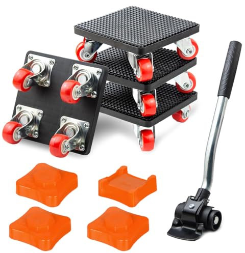Sollevatore Mobili Pesanti, 4 Pezzi Kit Sposta Mobili con Ruote, Rotelle per Mobili Pesanti con 360 Gradi Rotelle, Sposta Mobili Kit per Frigorifero, Divano, Tavoli, Carico Fino a 400KG