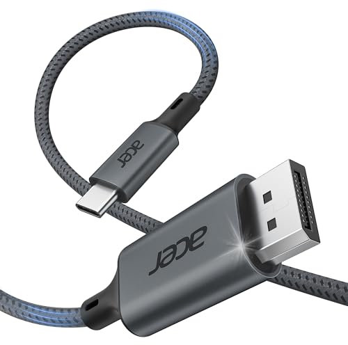 acer USB C Displayport Kabel (4K@60Hz, 2K@165Hz), Typ C Thunderbolt 3/4 auf DP Kabel mit MST, Freesync. Für iPhone 15/16 Pro Max MacBook iPad Pro Air M2 Mac mini M4 Surface Pro 8 usw. -2m