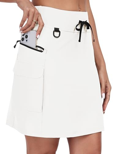 Jupe-Short Femme Randonnée en Plein Air UPF 50+ Séchage Rapide Jupes de Sport Golf Tennis avec Short Intégré et 4 Poches