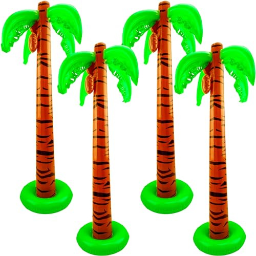 4 Pieces 40 Inch Inflatable Palm Trees Large Coconut Tree Blow Up Palm Trees for Summer Tropical Beach Hawaiian Party Decoration