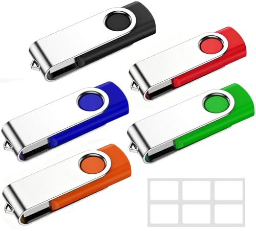 16GB Chiavetta USB 5 Pezzi Pen Drive 16GB Girevole di WISEORANGE (5 colori)