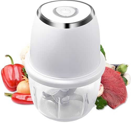 ZOBMIO Elektrischer Zerkleinerer 350ml Zwiebel Elektrisch 6 Klingen Ladekabel Typ C Zerkleinerer Küche Elektrisch Zwiebelschneider für Fleisch, Zwiebeln, Knoblauch