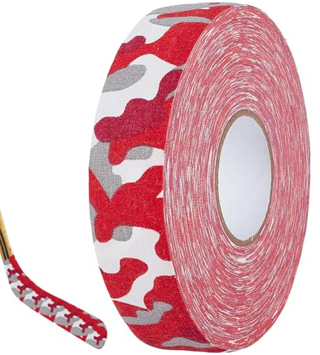 CABODYALS Ruban Adhésif Camouflage Rouge 25 m Motif Camouflage Sport Athlétique Muscles Protection Décoratif Rondelles de Hockey Sur Glace Bâton de Ski Raquette Poignée Ruban Adhésif en Polycoton pour