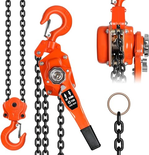 Manual Lever Chain Hoist, 8 Ton 17600 lbs Capacity 10 FT Come Along, G80 Galvanized Carbon Steel with Double-Pawl Brake, Compatible with Winch & Block and Tackle for Rigging