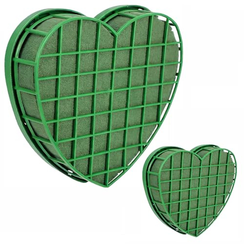 msymsyu 21 x 21 cm, in schiuma a forma di cuore, 32 x 31 cm, 2 pezzi in schiuma floreale, ad alta resistenza e infrangibile, con griglia, spugna per matrimoni e feste