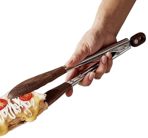 Pinzas Para Ensalada,Utensilio 30 Cm Con Bloqueo Y Antideslizante,Pinzas De Madera Para Parrilla - Para Cocinar Ensalada BBQ Parrilla Pan Tostado Pasta Buffet Pescado Restaurante Hogar Picnic