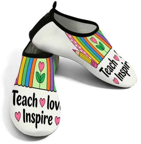 Glilade Zapatos de agua para mujeres y hombres, zapatos de playa para piscina, yoga, surf | Zapatos de natación descalzos de secado rápido, antideslizantes, para exteriores, para pesca, remo, río, lago (Teach Love)