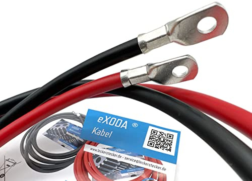 Exoda Batteriekabel Set 35mm² 100cm M8 Hochleistungskabel rot und schwarz für Auto Boot Motorrad 235A 12V hitzebeständig bis 70°C 99 Prozent Kupfer für Leistung Zuverlässigkeit