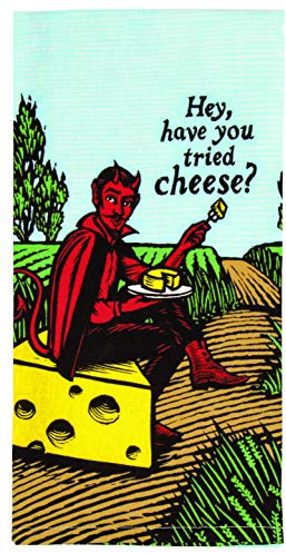 Blue Q Hey, Have You Tried Cheese Dish Towel - Funny Kitchen Towels, 100% Cotton, Durable, Soft & Super Absorbent, Machine Washable, Screen-Printed, Vibrant Colors, Gift Ideas, Size 28 x 21