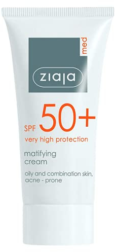 SPF 50+ Crema facial protectora matificante de Ziaja Med