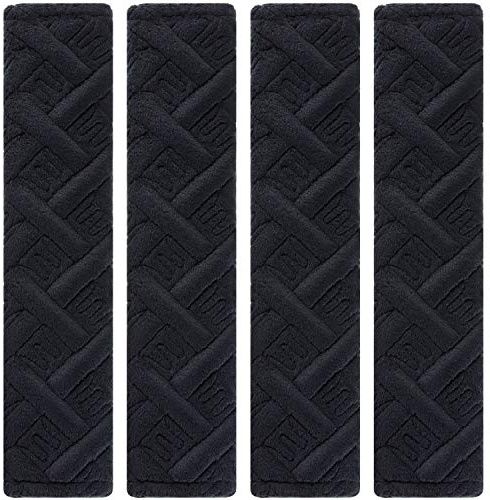 Tatuo 4 Pack Soft Car Seat Belt Cushion Seat Belt Cover Pad Pads Shoulder Black Seatbelt Cushion Comfortable Auto Strap Compatible with All Cars and Backpack,10.6 Inch