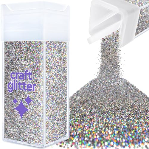 Hemway Craft Glitter Shaker Gun Metal Grey Holographic 130g Microfine | for Resin & Epoxy Crafts, Christmas Art Supplies, Nail, Body, Face, Eye, Festival, Crafting, Slime, Sparkle