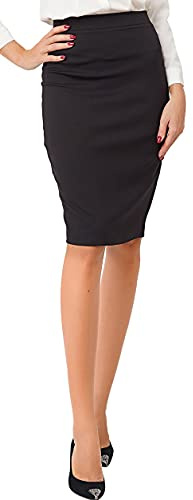 Marycrafts Falda lápiz para mujer, para trabajo, oficina, negocios, Negro, Large