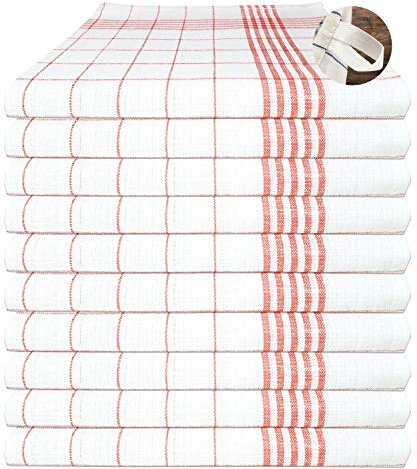 MTEXT Geschirrtücher Halbleinen, , 50% Baumwolle 50%leinen, 50x70 cm, 10er Set (Rot)