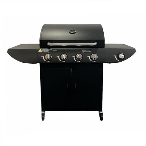 CF 4+1 Gas BBQ, Grill Barbeque With Warming Rack And Side Burner, Large Grill Gas BBQ With Thermometer, Set On Wheels iron