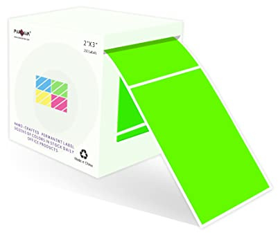 PARLAIM 3 x 2 Adhesive Color Cod Stickers,250 per Dispenser Box Roll Square Label Inventory Stickers (Fluorescent Green)
