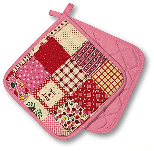 Topflappen Kitchen, Patchwork, rosa, 2 TLG., PSA-Kategorie II bis 250°C hitzebeständig, geprüftes und zertifiziertes Produkt