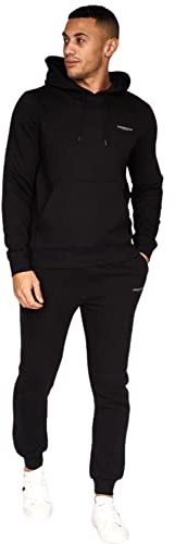 Crosshatch full tracksuit Hooded Fleece Sweatshirt Zip Up Hoodie Jacket Sweatpants Joggers by Jeanbase Black M