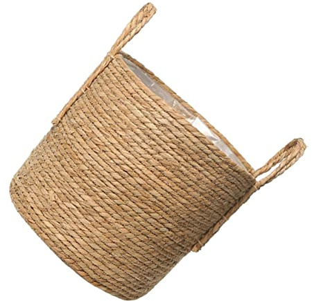 FUNOMOCYA 1 pot de fleurs en paille, panier à linge en rotin, décoration de table de mariage, décoration nordique, pot de fleurs, pot de fleurs d'intérieur, pot de fleurs succulentes