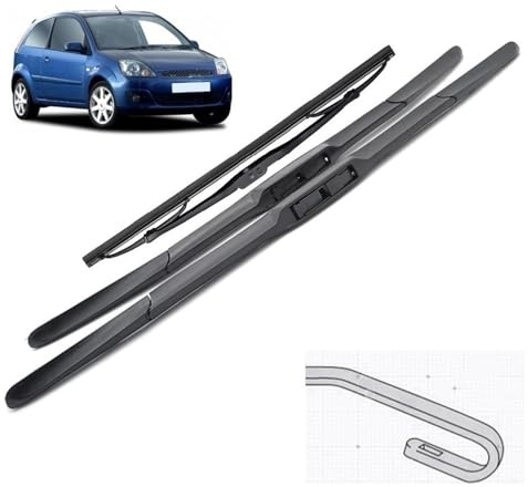 Juego de escobillas limpiaparabrisas delanteras y traseras compatible con Ford Fiesta 5 Hatchback 2003-2008 parabrisas ventana 22+16+11
