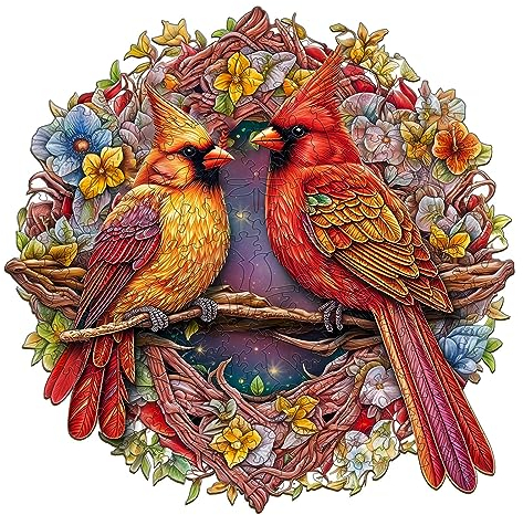 Holzpuzzle für Erwachsene und Kinder, 35.3 x 35cm Mit Box - Perfekt für Heimdekoration und Geschenke (Wunderschöner Kardinal – 300stk)