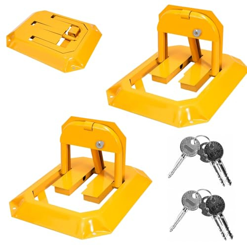 Sonnewelt 2 x parkeringsspärr med 8 expansionsskruvar, parkeringsspärr med 6 nycklar, fällbara parkeringsplints, universellt parkeringsplatslås, parkeringsskåp, parkeringsskåp för garage uppfart