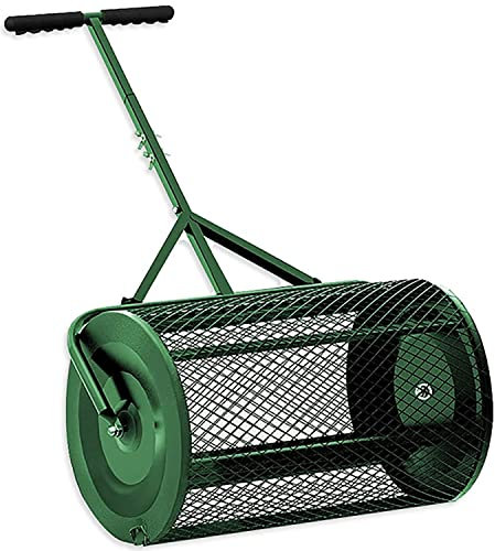 OSBELE Esparcidor de turba y Musgo Esparcidor de abono de 24 Pulgadas con Mango Mejorado en Forma de T para Plantar Semillas Esparcidor de Malla metálica liviano y Duradero para el Cuidado del césp