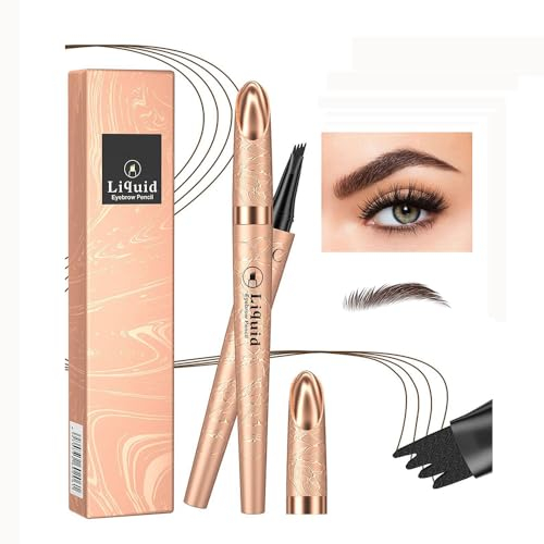 Matita liquida per sopracciglia, Penna impermeabile per sopracciglia con 4 punte a microforcella, Tinta per sopracciglia a lunga durata Per il trucco delle sopracciglia 02 Caffè scuro