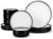 vancasso PLAYA - Set di piatti e ciotole, 12 pezzi, in gres, set di stoviglie da cucina moderno, servizio per 4 persone, lavabile in lavastoviglie e adatto al microonde, bianco latte