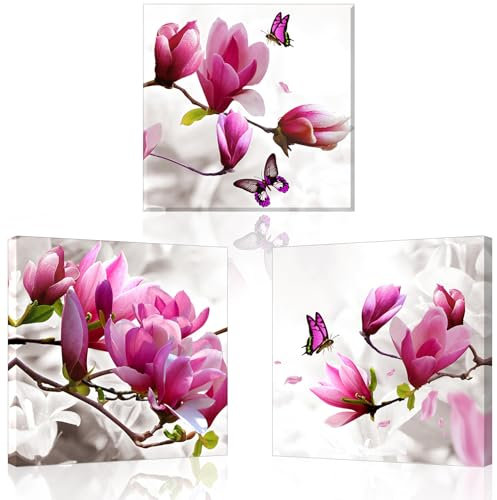 PIY PAINTING Stampa Su Tela, Fiori Di Orchidea Immagine Di Arte Murale, Pittura Su Tela Per Fiori, Stampa Murale Per Bagno Soggiorno Ufficio Camera Da Letto Cucina, 3 pezzi 58 X58 CM, Cornice Interna