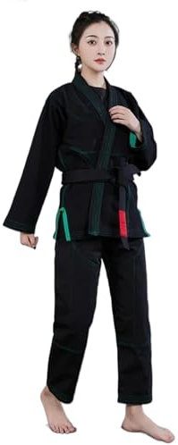 LSNNMU Judoanzug Judo-Anzug Judo-Anzug Professioneller Judo-Anzug for Erwachsene Herren und Damen Blau Weiß Schwarz Judo-Anzüge FüR Das Training(Black with Green,145-155cm)