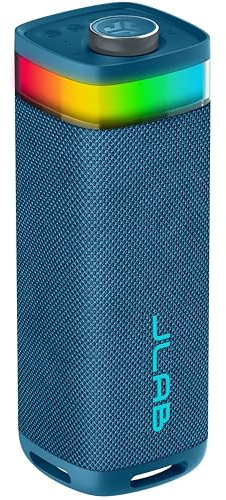 JLab JBuds Party Enceinte Bluetooth Portable avec +12H d'Autonomie - Enceinte sans Fil 30W pour l'Extérieur et Voyage avec Lumières RGB, Enceintes Résistantes IP56, Bleu Marine