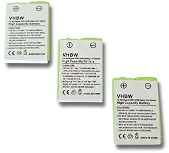 vhbw 3x batteria sostituisce 4506306, 4506.306, BC101590, 8M2BZ, 7M2BZ, B3880/106483 per telefono fisso cordless (700mAh, 2,4V, NiMH) verde