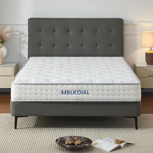 MBLKOIAL Madrass 180 x 200 cm, 7-zons fickfjädermadrass H3–20 cm höjd med minnesskum och vågskum, ryggvänlig, andas, ljudlös, vakuumförpackad för vuxna