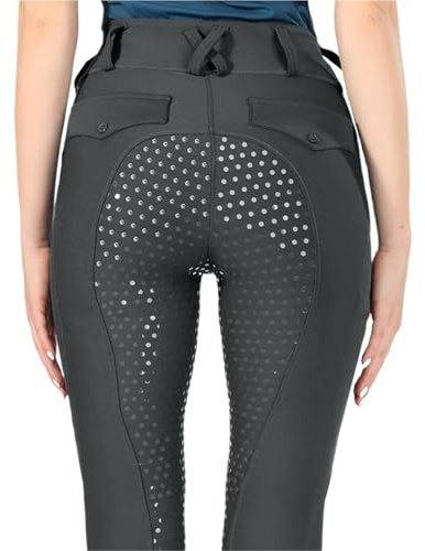 YGMNQAL Ridleggings ridbyxor dam ridbyxor full säte silikon tävling leggings sport tights, Mörkgrått, L
