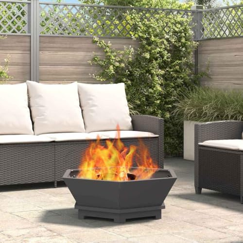 Ziaphsol Chimenea negra 75 x 75 x 28 cm acero 9,8 kg exterior chimenea chimenea chimenea para jardín terraza balcón calor ambiente