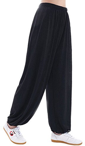 MESHIKAIER Grande Taille Super Doux Sarouel Pantalon Femme en Modal pour Yoga, Harem, Sport, Jogging, Danse - Élastique et Extensible (L, Noir)