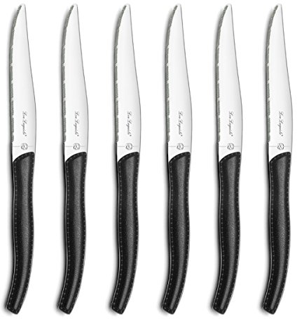 LOU LAGUIOLE - Bloc de 6 couteaux steak - Sky - Acier inoxydable 13 C, Finition Brillante - Noir