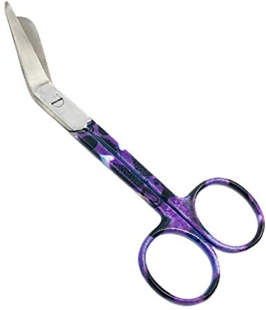 Artzone Bandage Scissors Premium Quality - Great for Home and First Aid (Various Patterns) (Purple Heart, 5.5 in)
