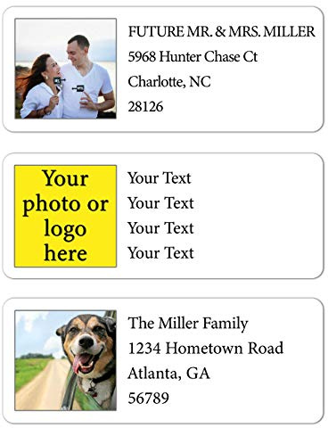 Personalized Return Address Labels Photo - Set of 120 Custom Photo or Logo Mailing Labels for Envelopes, Self Adhesive Flat Sheet Rectangle Personalized Name Stickers