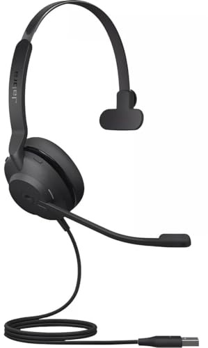 Jabra Evolve2 30 Headset – Noise Cancelling Microsoft Teams Certified Mono Headphones with 2-Microphone Call Technology – USB-A Cable – Black